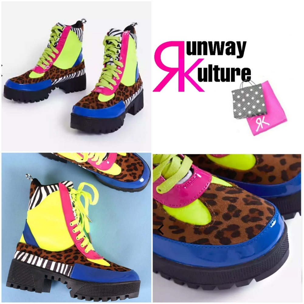 Multicolored Combat Boots